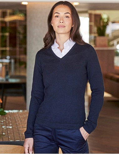 H-H721-Ladies Lightweight V-Neck Jumper